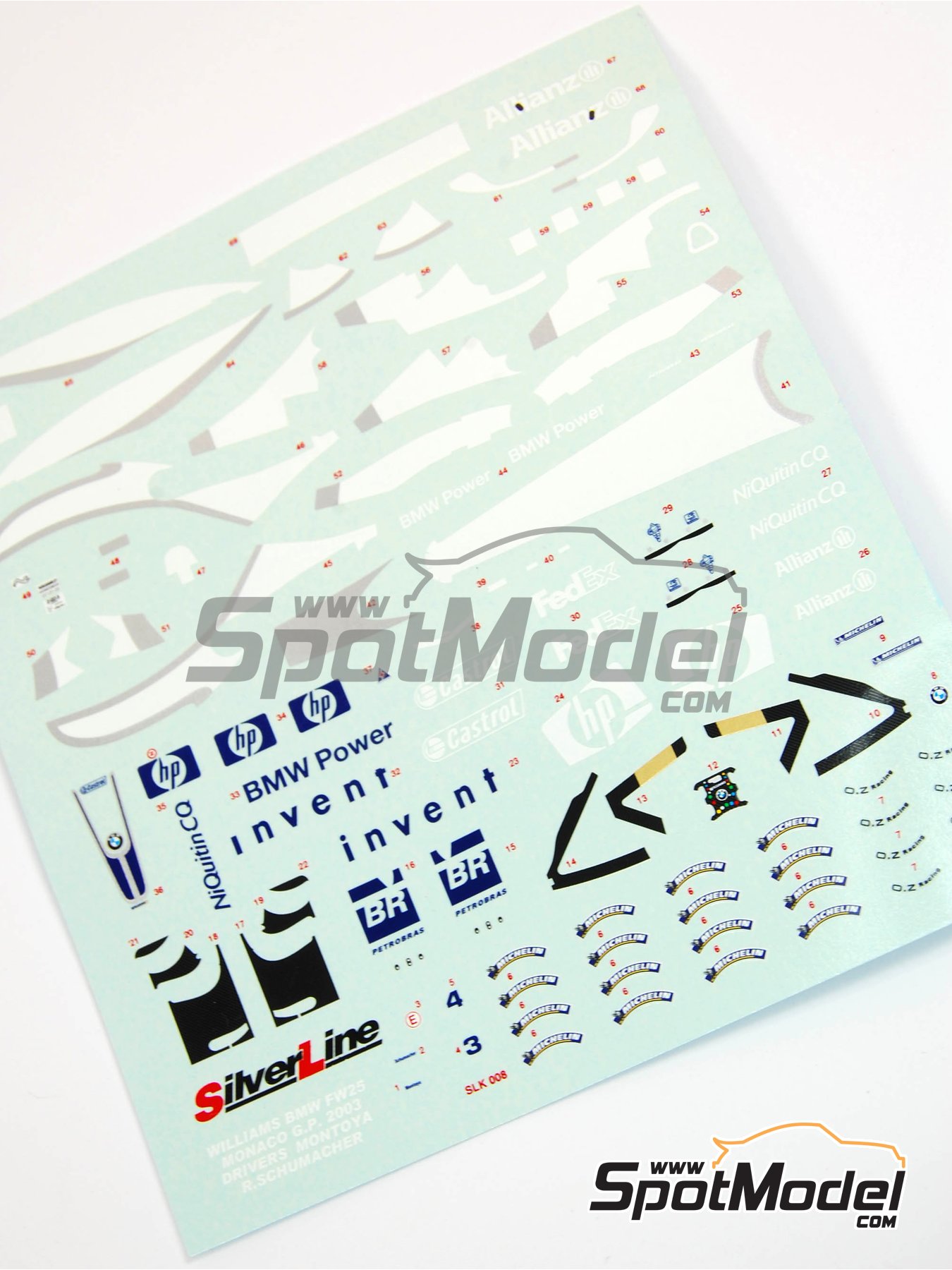 Williams BMW FW25 Williams Grand Prix Engineering Team sponsored by HP -  Monaco Formula 1 Grand Prix 2003. Marking / livery in 1/43 scale  manufactured